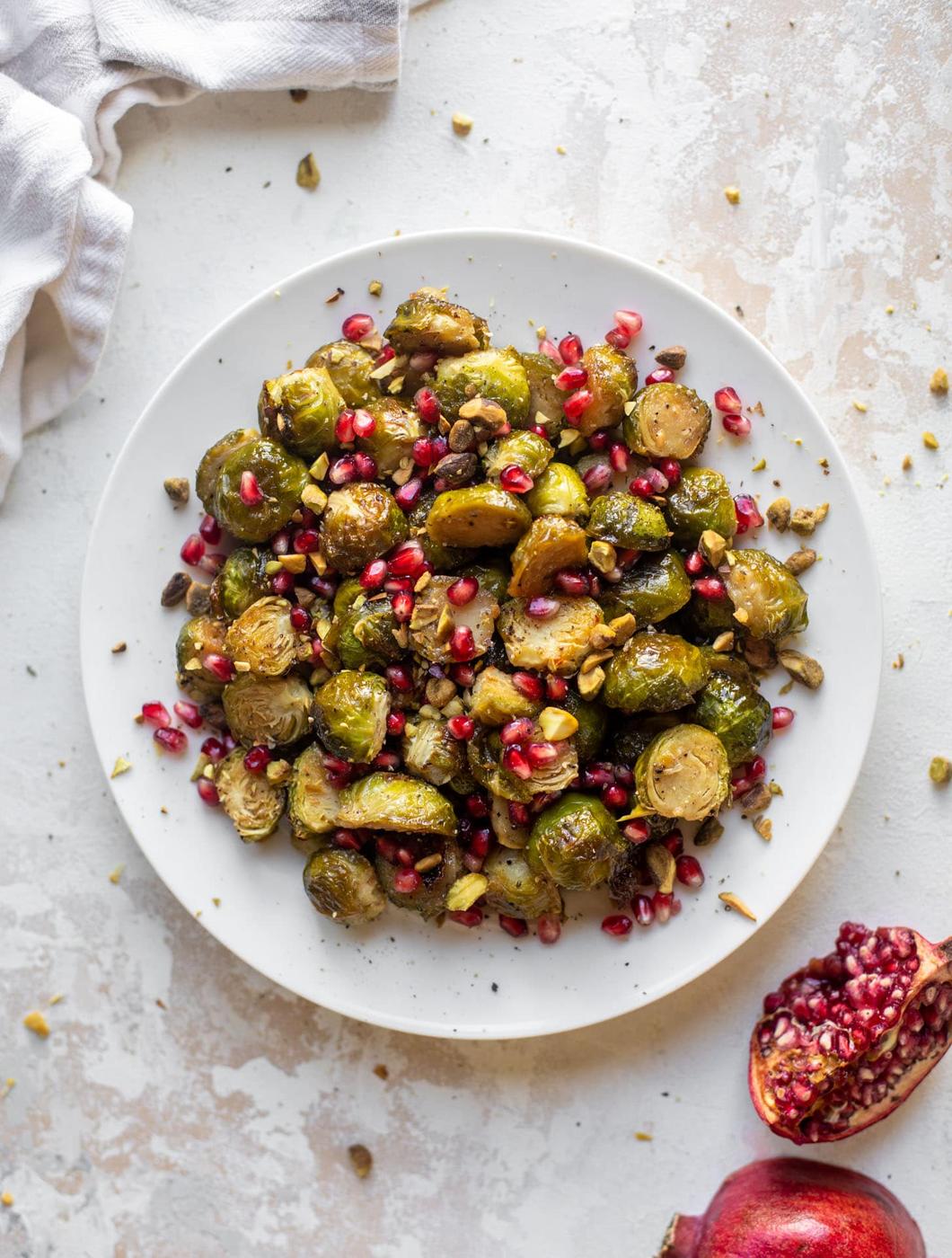 Recipe of Roasted Maple Mustard Brussels Sprouts by How Sweet Eats