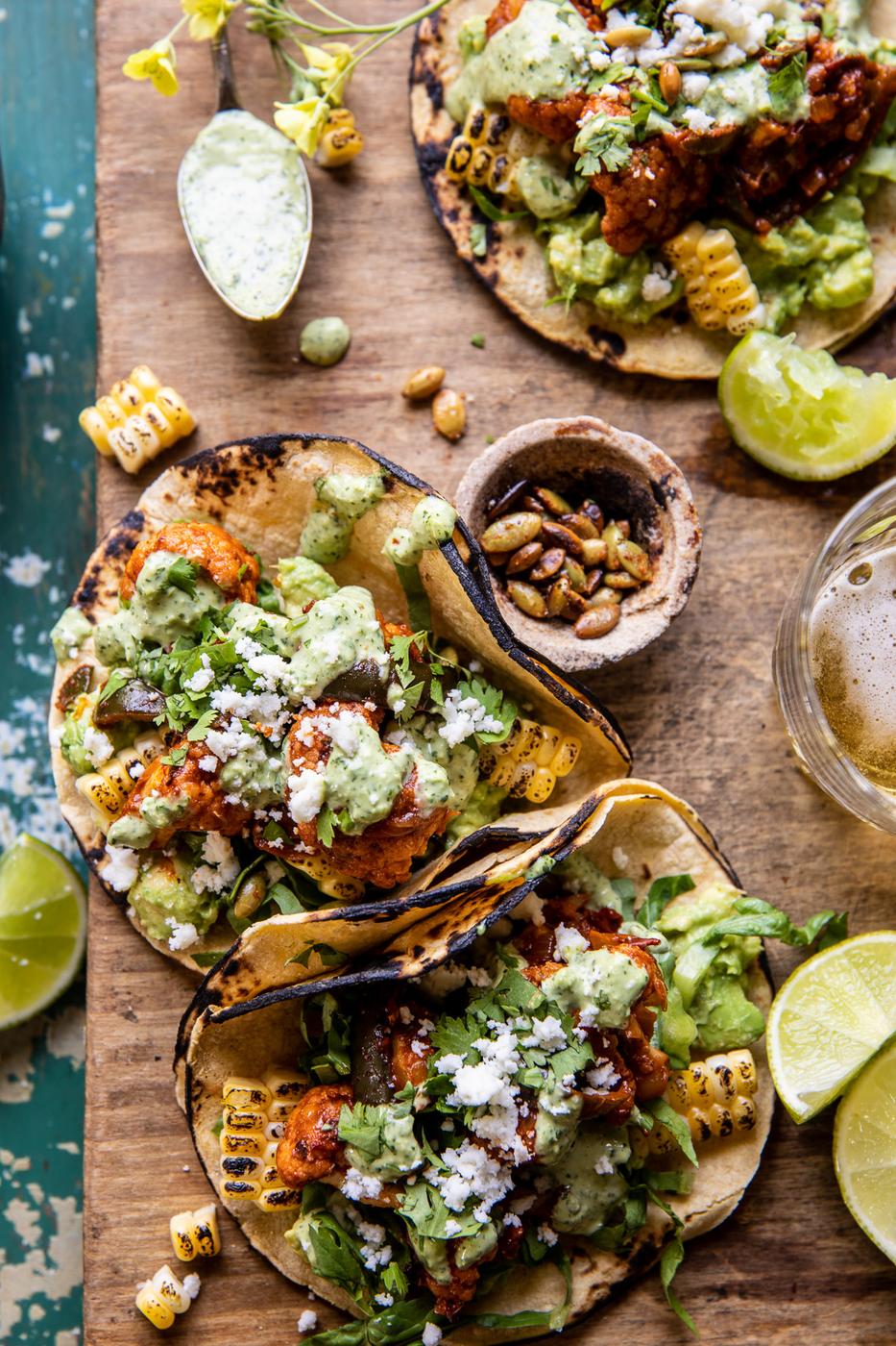 Recipe of Chipotle Cauliflower Tacos With Creamy Jalapeño Verde by Half Baked Harvest