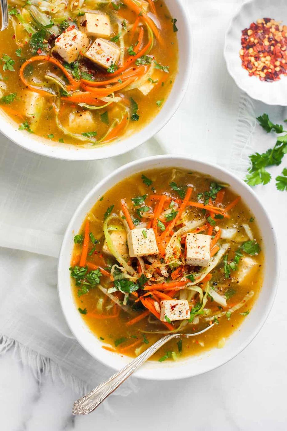 Lemon Coriander Soup With Tofu by Ministry of Curry | Reciplate