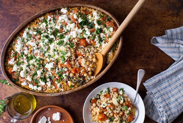 Recipe of Pearl Couscous With Creamy Feta and Chickpeas by NYT Cooking