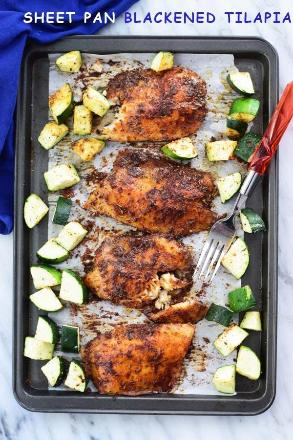 Recipe of Sheet Pan Baked Blackened Tilapia With Zucchini saved by abbyb